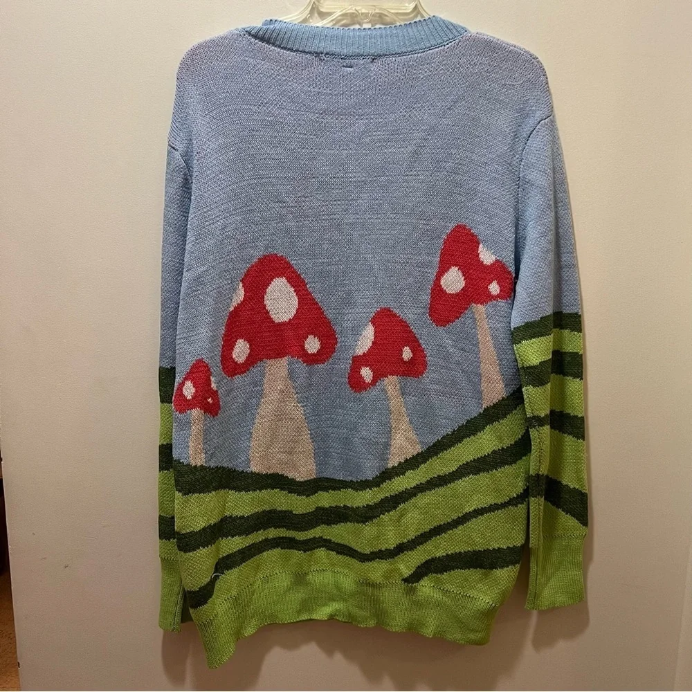 Miss Sparkling boho Mushroom field cardigan colorful red green blue large EUC - Picture 5 of 9
